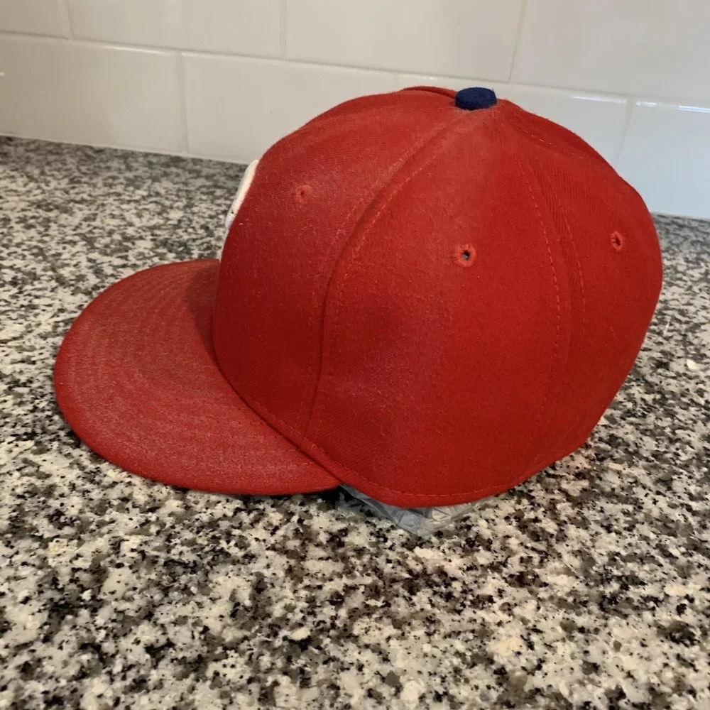 Vintage Philadelphia Phillies Hat Cap Fitted Mens 6 7/8 Red New Era 59FIFTY USA